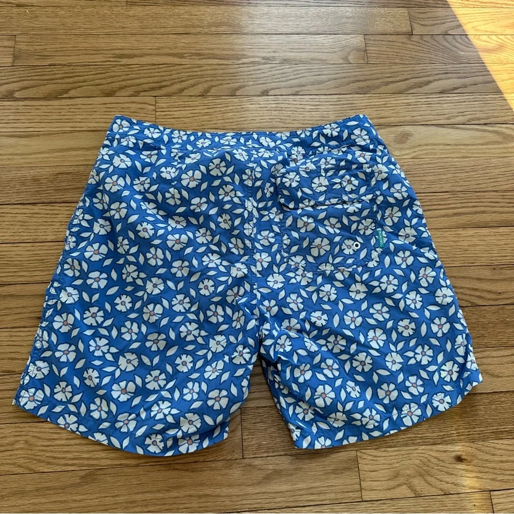 Bonobos Men’s blue white floral bathing suit swim trunks size 31 7 inch